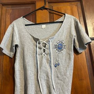 Vintage Y2K, gray lace up biker shirt